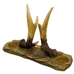 Rivers Edge Faux Antler Salt & Pepper Napkin Holder Rustic Trinket Ring Holder